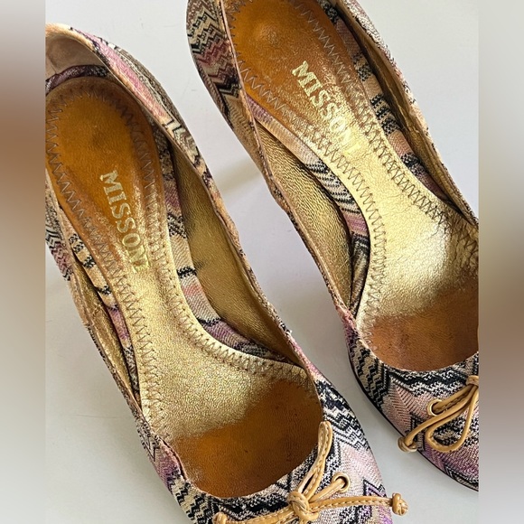 MISSONI Multicolored Chevron Pattern Pumps Shoes - Picture 10 of 16
